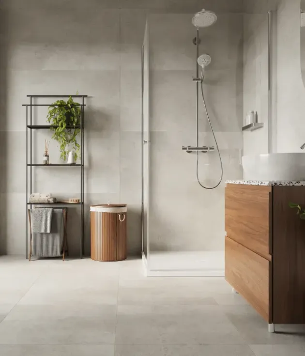 Panel SPC Taupe Concrete 60x60x0,5 cm – panel SPC do wykończenia ściany w łazience