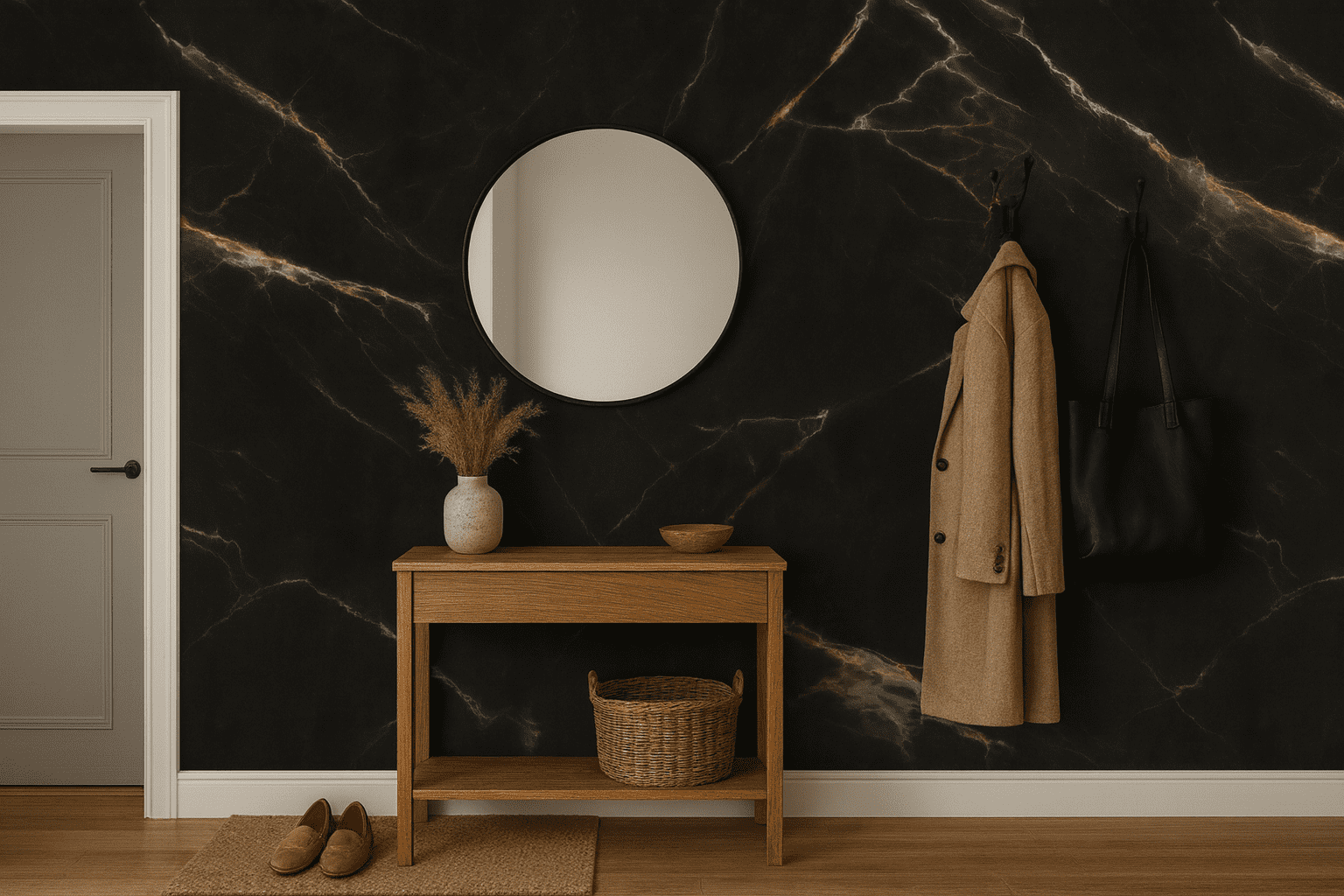 Płyta węglowa Galaxy Night Gold Połysk 280x110x0,5 cm (kontynuacja wzoru) – płyta węglowa do eleganckiego wykończenia łazienki